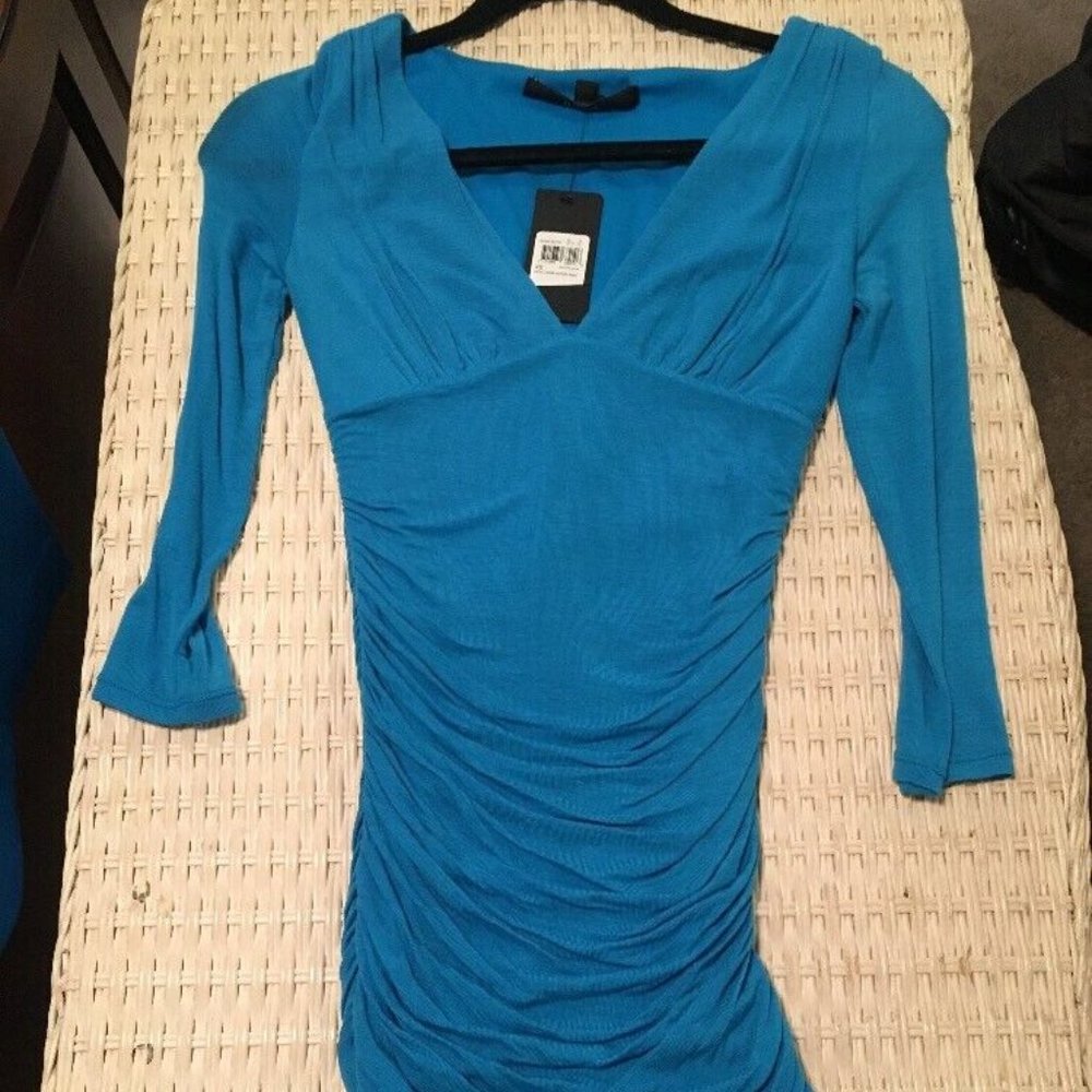 NWT Guess 3/4 Sleeve Empire Bodycon Dress  Size: XS  Color: Electric Blue